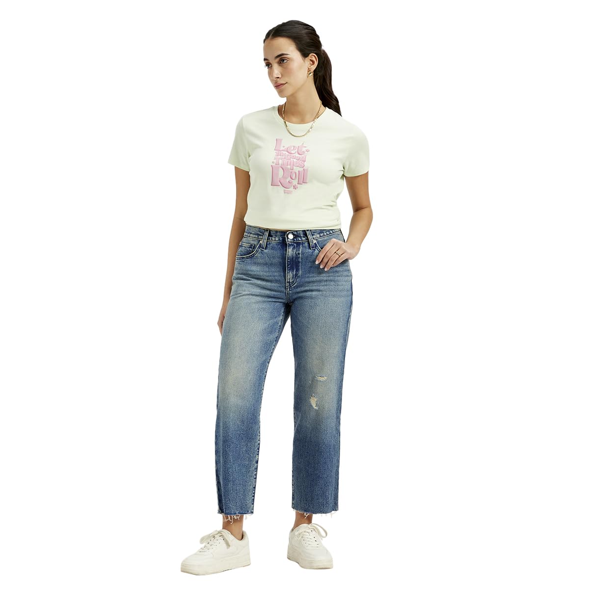 Women's Mid Rise 94 Baggy Fit Blue Jeans
