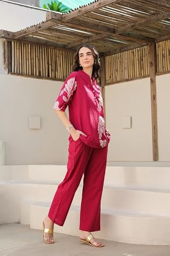JISORA Women's Cotton Co-ord Set 15CS3296-M Pink M