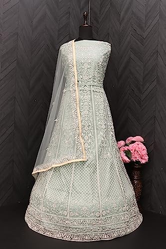 RUDRAPRAYAG Net And Santoon Anarkali Gown for Women | Semi Stitched Embroidered Gown for Women 2026 | Long Gown | Gown in Clothing & Accessories