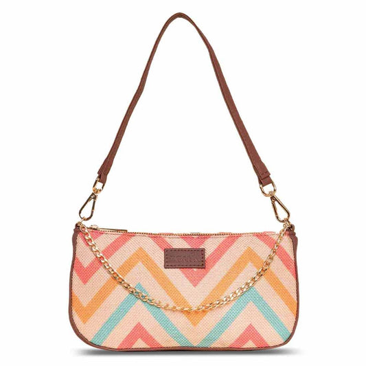 ZOUK Baguette Bag | Crossbody Bags for Women | Women's Handbags | Stylish Sling Bag for Woman | Vegan Leather Evening Bag | Travel & Office Use | Purse and Wallet | WavBeach Print