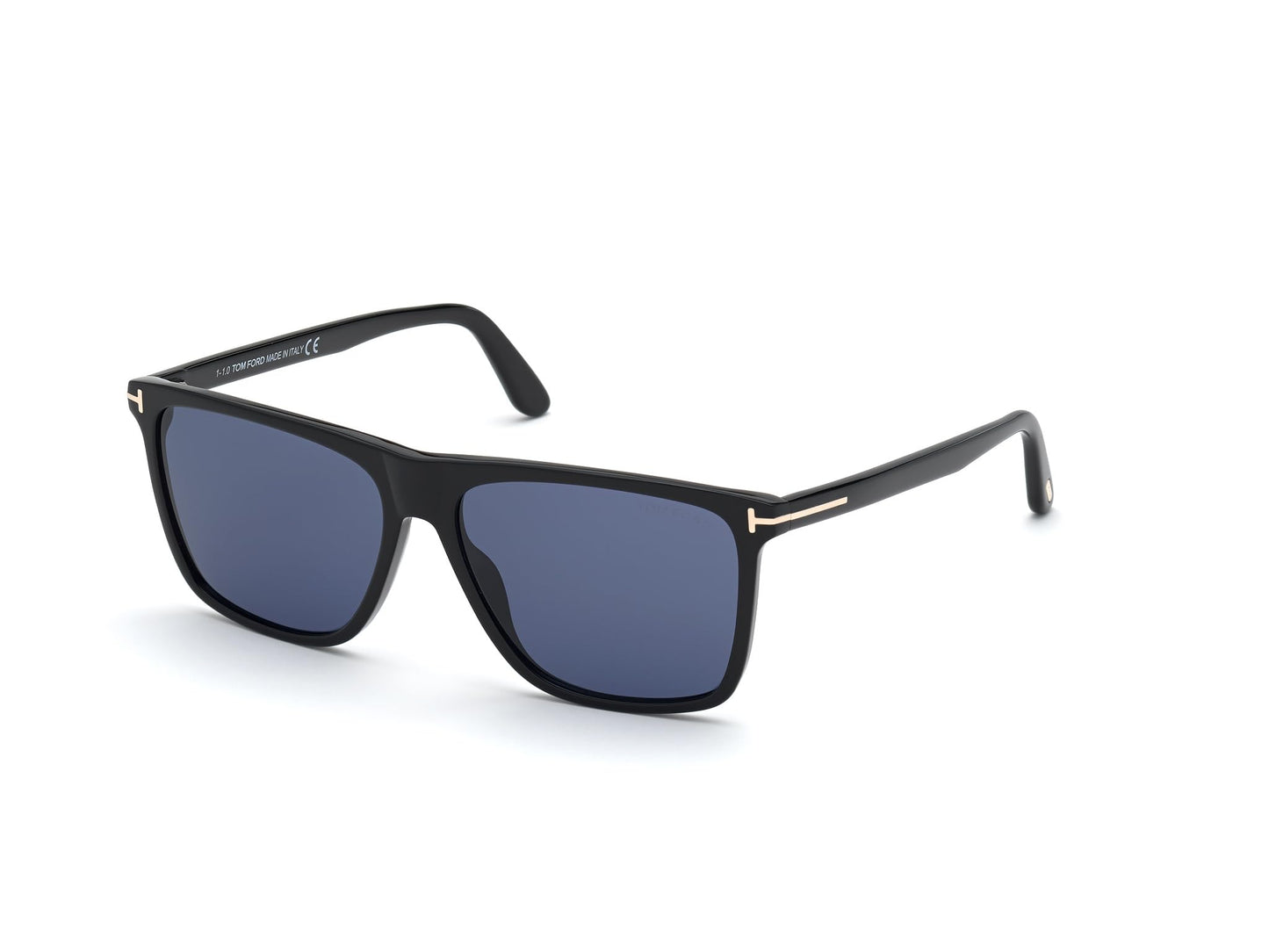 Tom Ford Shiny Black Frame and Blue Lens Sunglasses for Men - Size: 57/15/145 - Mode: FLETCHER FT0832