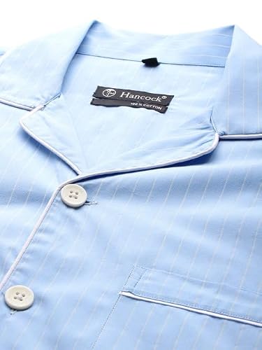 Hancock Men Cotton Striped Night Suit White Size S