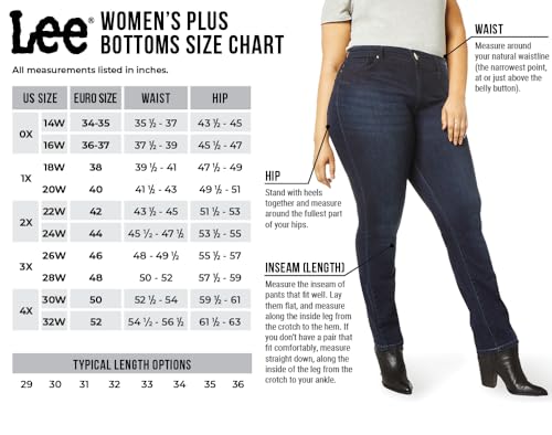 Lee Women's Plus Size Relaxed Fit All Day Straight Leg Pant, Black/White Rockhill Plaid, 28