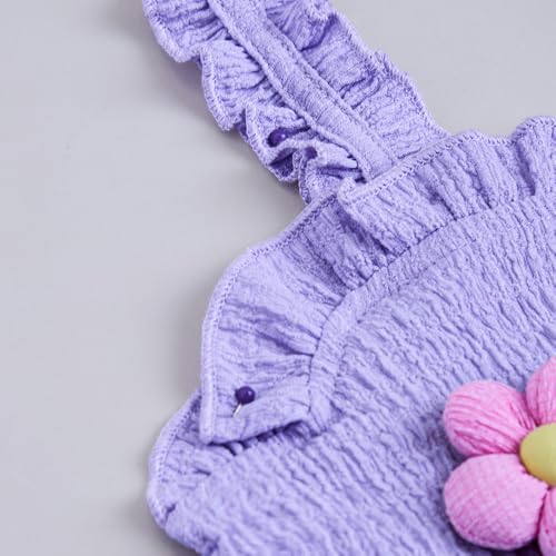 Hopscotch Girls Sleeveless Embellished Lavender Color Short set (3-4 Years)