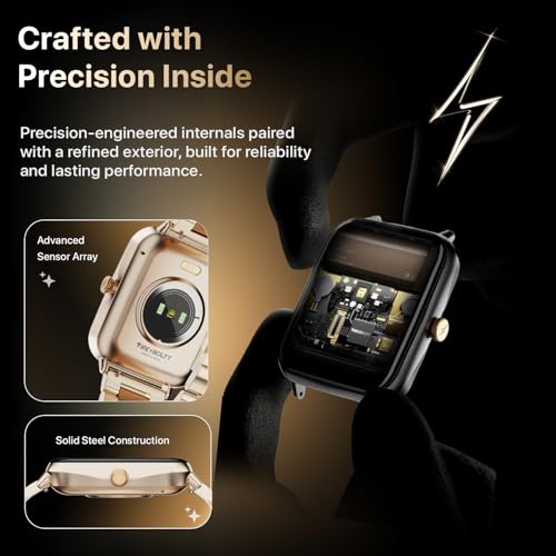 Fire-Boltt Ninja Blaze Smart Watch, Stainless Steel Strap & Steel Body, 1.83” Display Bluetooth Calling Built-in Mic & Speaker, 120+ Sports Modes, Smartwatch for Man and Woman Rose Quartz