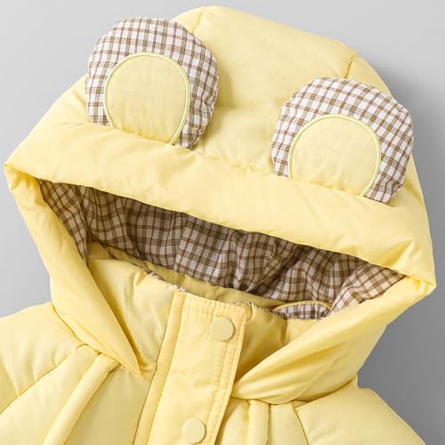 Hopscotch Girls Yellow Full Sleeves Bear Applique Puffer Coat For Age (4-5 Years)