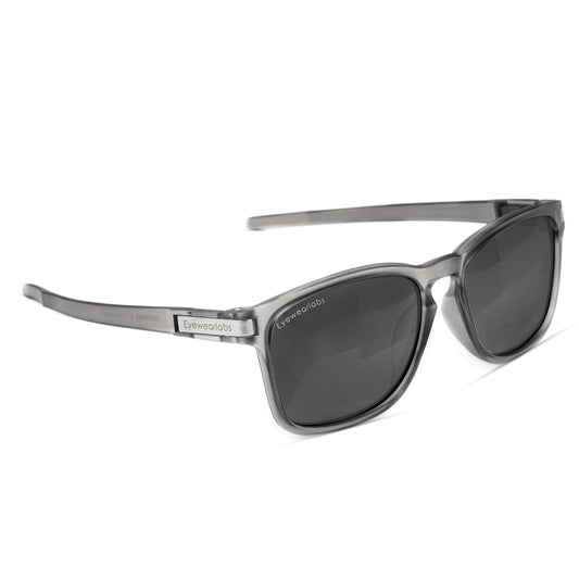 Eyewearlabs OKNO | Polarized Full Rim Square Branded Stylish Sunglasses For Men & Women | 100% UV Protection Shades | Cricket Sports Cycling Driving | Black Lens | Medium | Cypher