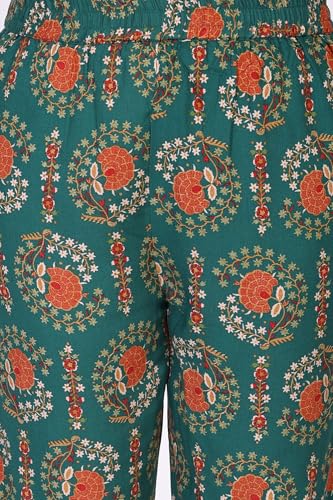 W for Woman Green Floral Printed Rayon Straight Kurta with Straight Pant and Dupatta Set (WS13526-127092-L)