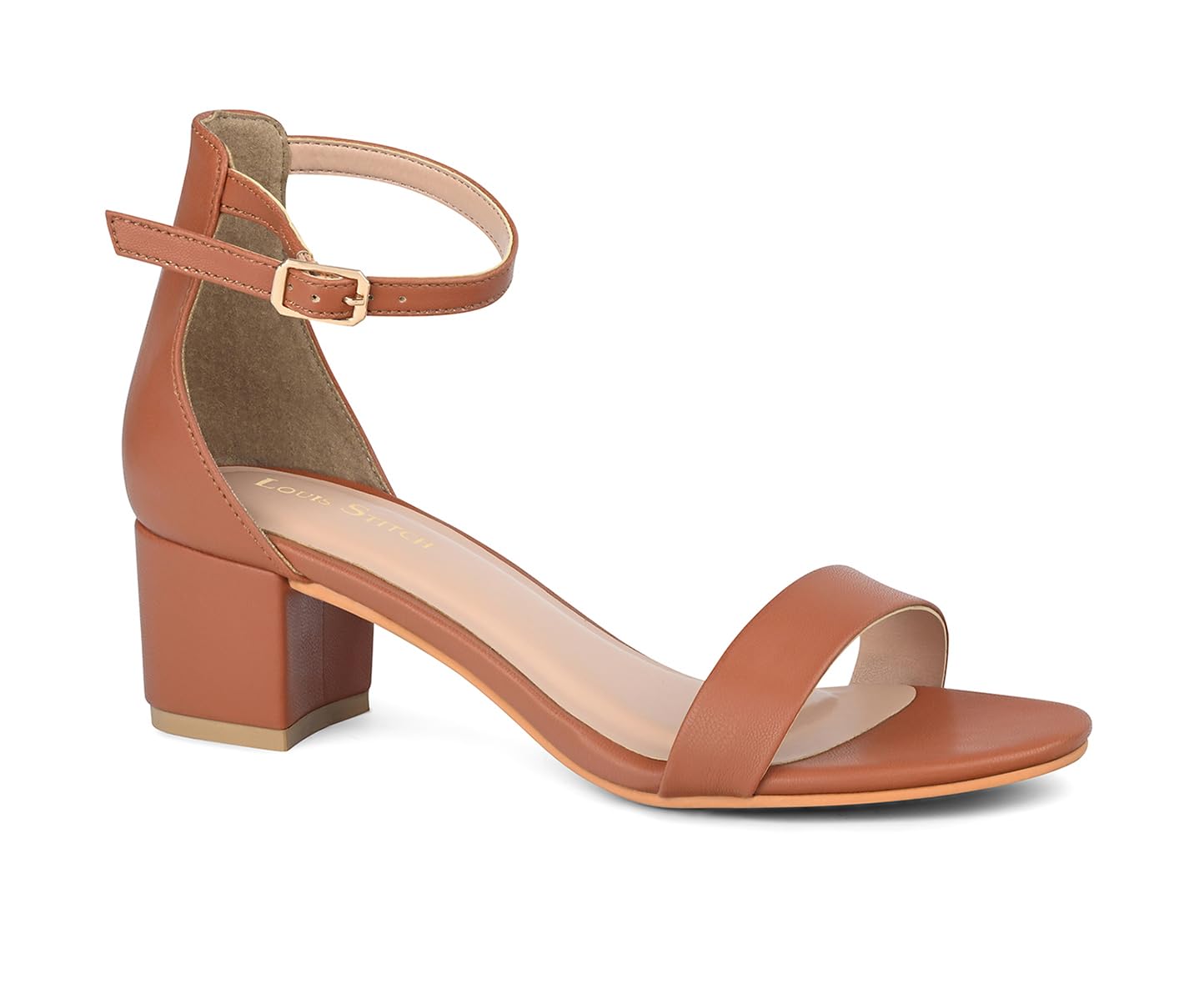 LOUIS STITCH Women’s Tan Block Heel Sandals | Comfortable Sandal for Ladies | LSOF-FI01-ACTN