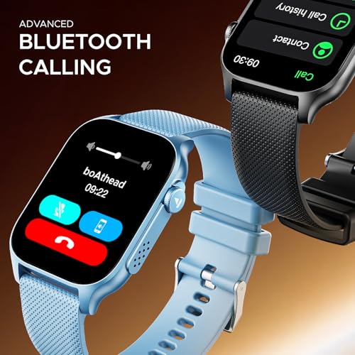 boAt Ultima Ember smartwatch with 1.96” AMOLED Display, AOD, Personalized Fitness Nudges, Functional Crown,100+ Sports Modes, Create Your Own Watchface, smartwatch for man and Woman (Mist Blue)