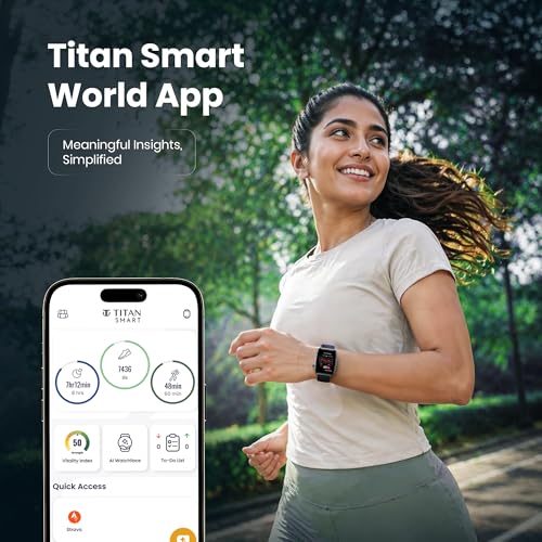 Titan Smart 4.0 Smartwatch with 1.93” AMOLED Display, Infinite AI Watch Faces, AI Voice Assistant, Smart Hydration, Multiple Menu Styles, QR Hub, 100+ Multisports, BT Calling, HRM, SpO2 - Teal Green