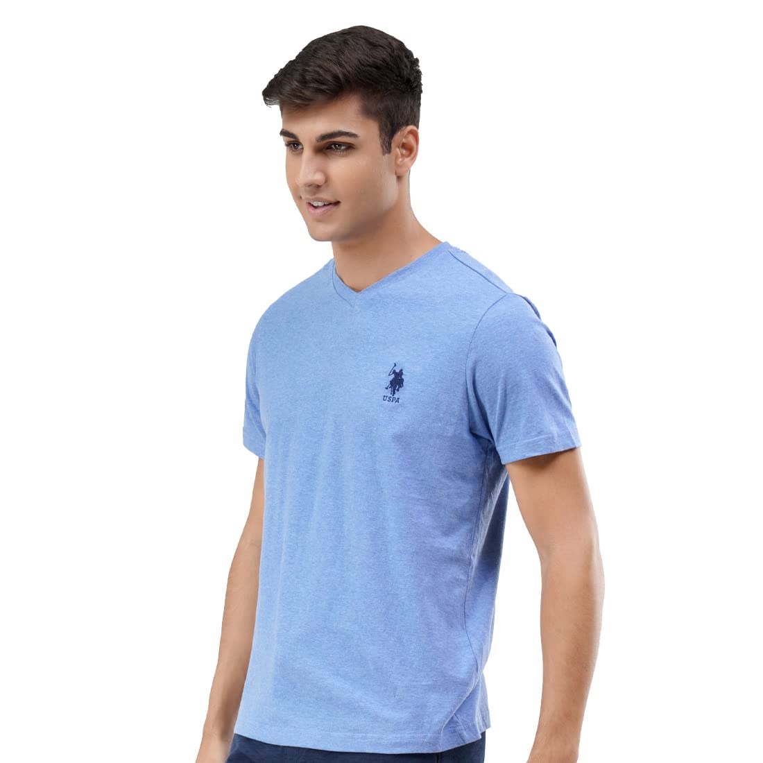 U.S. POLO ASSN. Men's Regular Fit T-Shirt (I638-978-PL_Blue Melange_X-Large_Blue_Xl)