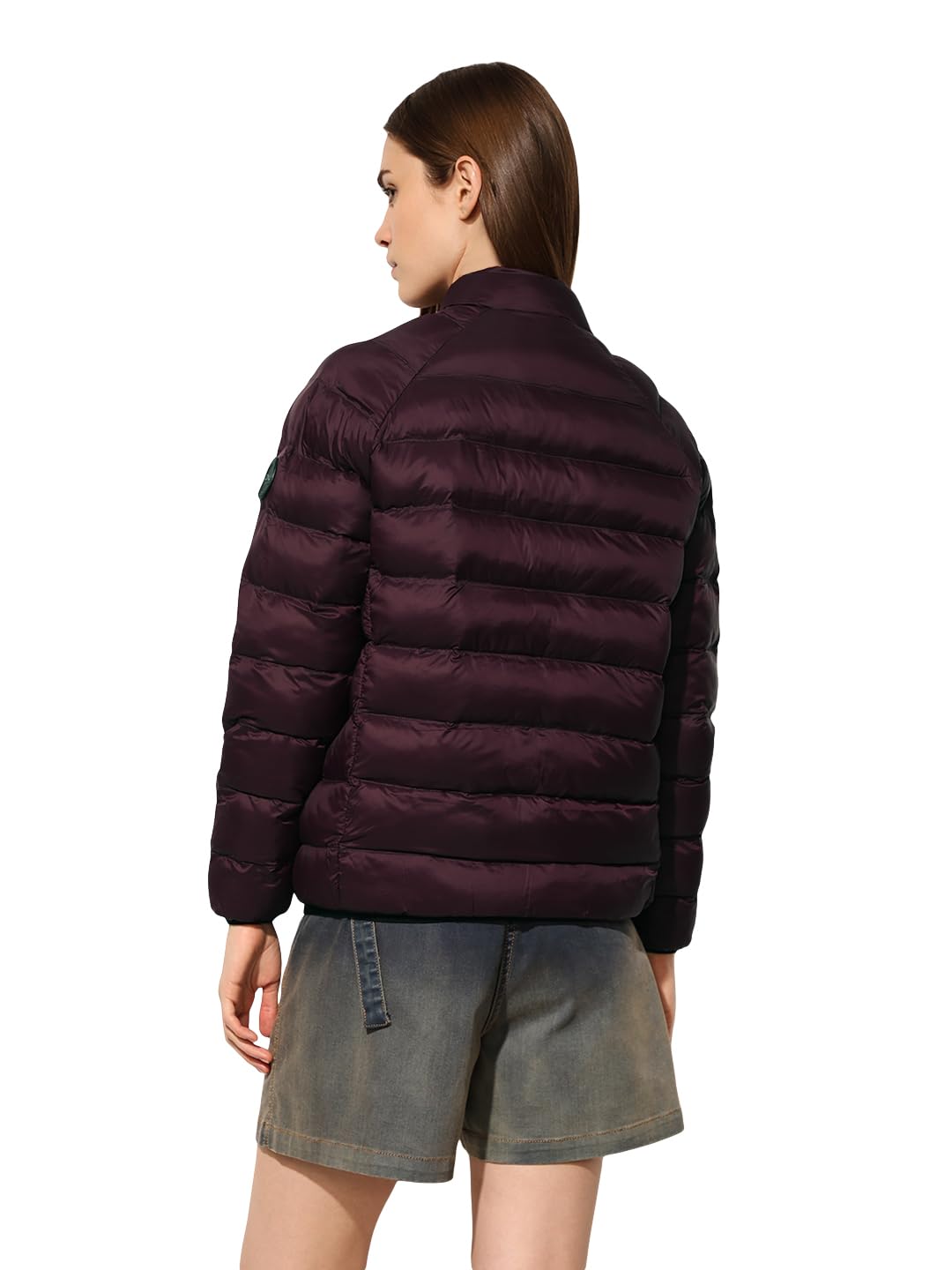 ONLY Women's Solid Slim Fit Maroon Jacket