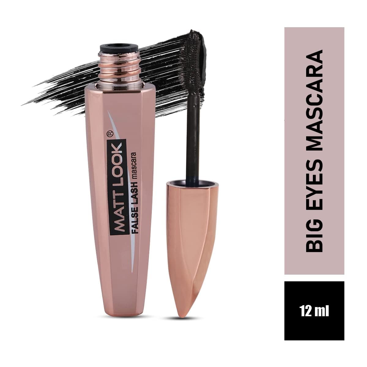 MATT LOOK Eye Makeup Curl & Volume Waterproof False Lash Mascara, Black (12ml)