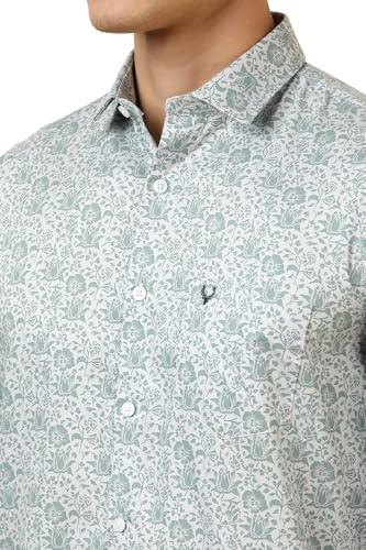 Allen Solly Men Light Green Print Full Sleeves Casual Shirt