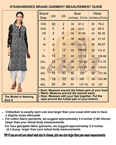 Ada Georgette Kurta with Palazzo for Women Lucknowi Chikan Hand Embroidered Kurti Set A811215 Sea Green (L)