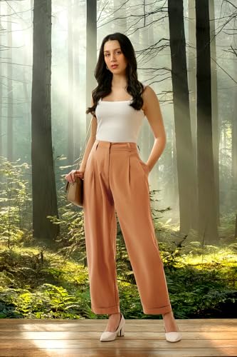 Van Heusen Women's Regular Casual Pants (VWTPFRGFJ73463_Brown