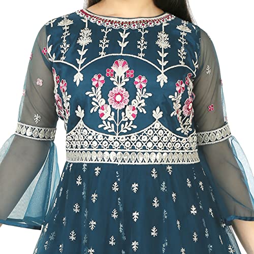 EthniCraze Net Emboidered Kali Pattern Gown (15-16 Years)