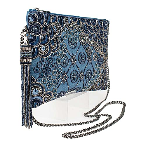 Mary Frances Work It Beaded Handbag Clutch – Art Deco Crossbody Evening Purse with Zipper Closure for Travel, Weddings, Parties – Multicolor
