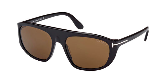 Tom Ford EDWARD-02 FT 1002 Shiny Black/Roviex 58/17/135 unisex Sunglasses, Shiny Black/Roviex, 58/17/135