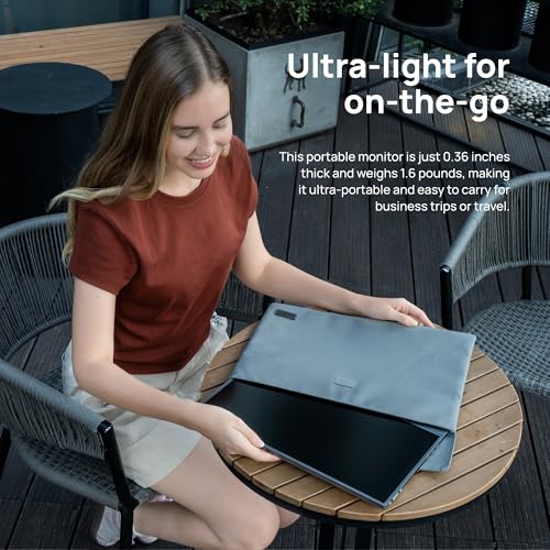 ARZOPA Portable Monitor 15.6'' FHD 1080P - Ultra-Slim Portable Laptop Monitor with Kickstand - IPS Display for PC, MAC, Phone, Xbox, PS5 - USB C & HDMI Connectivity - A1 GRAY
