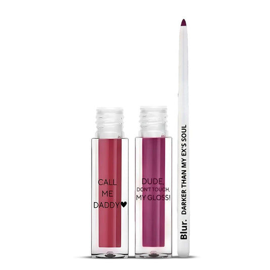 Blur india Perfect Mini Plum Lip Kit | Plum Lipstick + Mauve Gloss + Berry Lip Liner