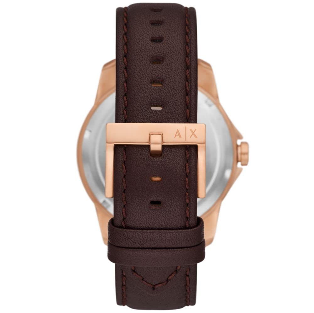 Armani Exchange Leather Analog Brown Dial Men Watch-Ax1740, Brown Band