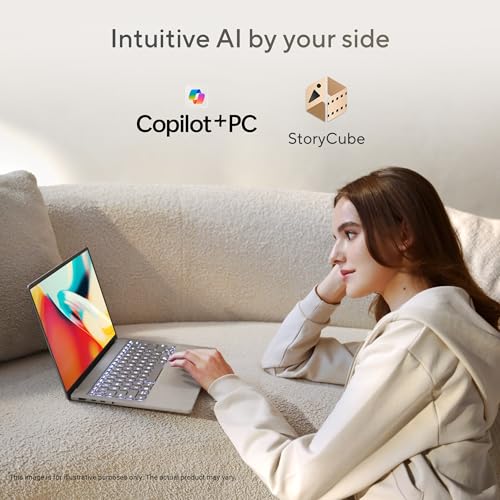 ASUS Zenbook A14,Snapdragon X,Copilot+ AI PC(Qualcomm Adreno iGPU/45TOPS/16GB/512GB/FHD+/14"/Backlit Keyboard/70WHr/Windows 11/M365 Basic(1Year)*/Office Home 2024/Iceland Gray/0.98 kg)UX3407QA-QD259WS