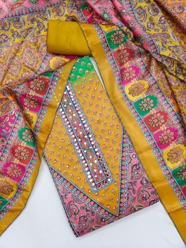 Leeli Peeri Designer Women's Crape Printed Unstitched Salwar Suit Dress Material