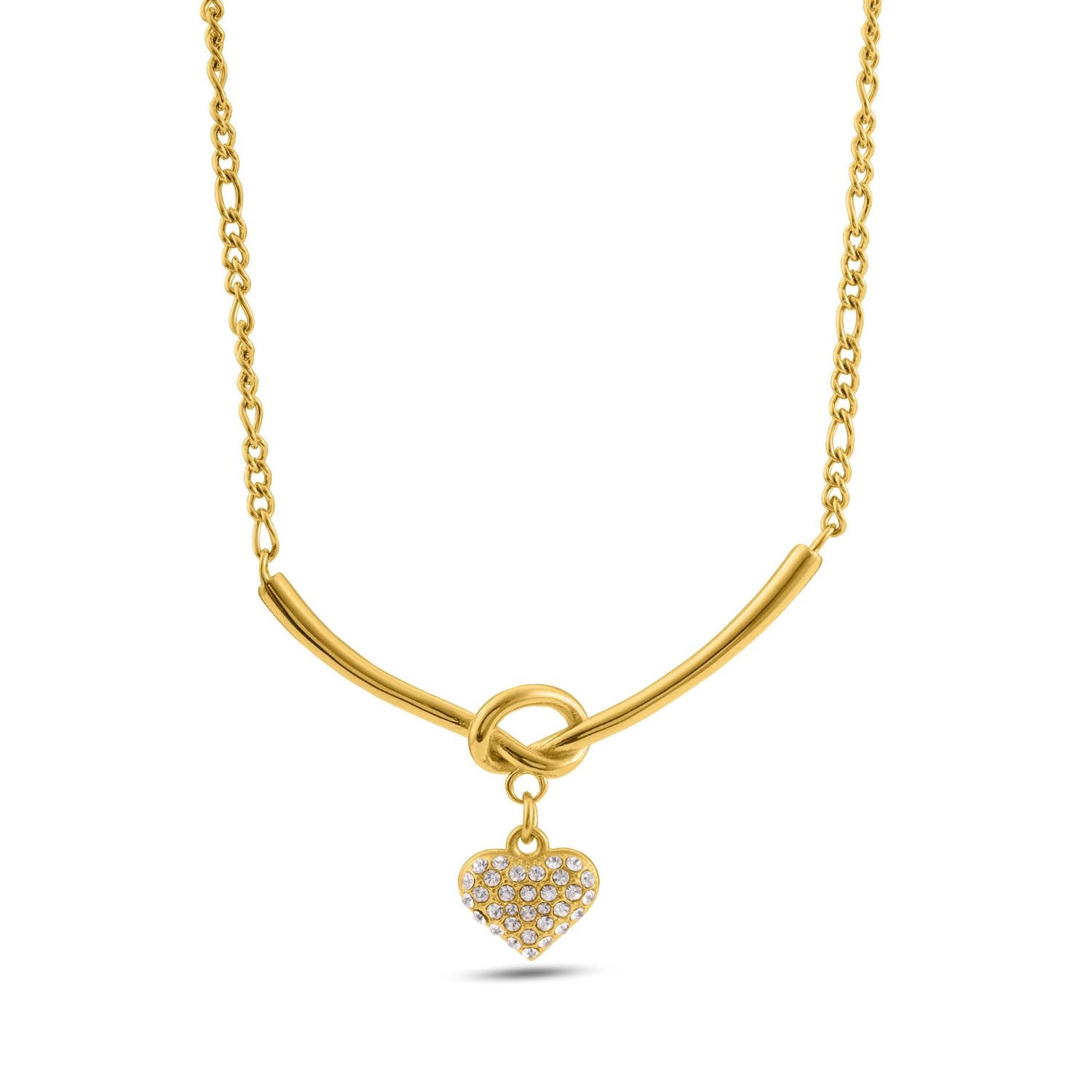 PALMONAS Crystal Heart Charm Gold Necklace for Womens - Waterproof & Anti-Tarnish, Gift for Girls & Women