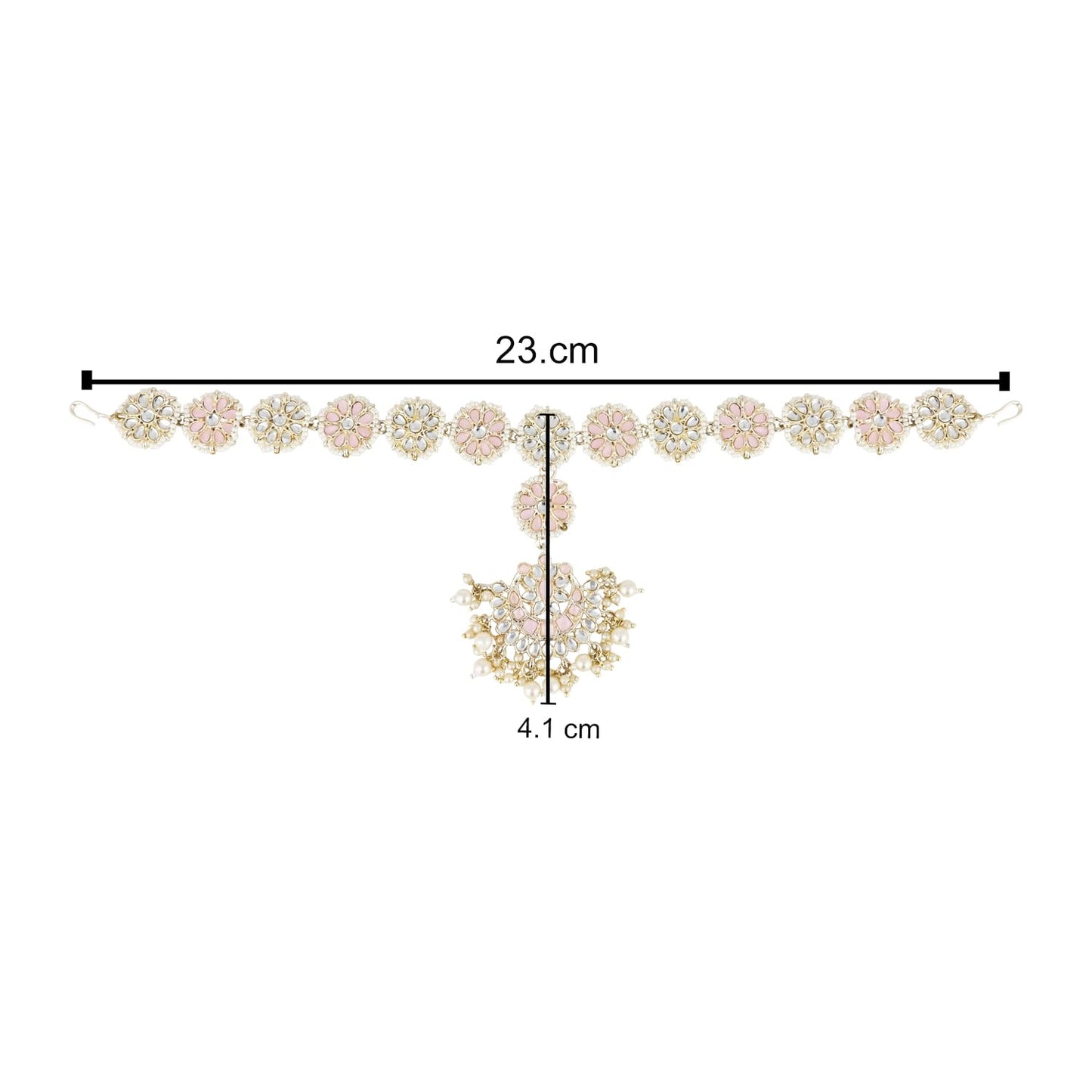 I Jewels Gold Plated Traditional Floral Kundan Pearl Studded Rajasthani Sheeshphool Matha Patti/Sheeshpatti for Women (T2066Pi)