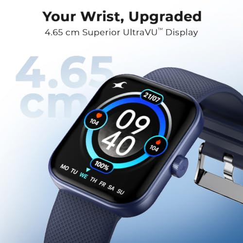 Fastrack Revoltt S1 with 1.83” TFT 2.5D Sqaure Display with Singlesync BT Calling, Heart Rate, SpO2 & Sleep Tracking,IP68,Nitro Fast Charging,Upto 5 Days Battery- Smart Watch for Man and Woman-Blue