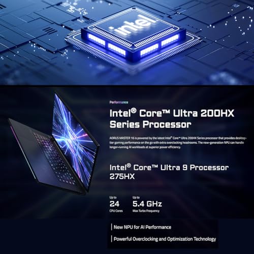 GIGABYTE AORUS Master 16 BZHC6INE64SH, Intel® Core™ Ultra 9 275HX, RTX™ 5090, 16" OLED QHD 240Hz, DDR5 5600 16GB*2, Gen4 1TB, Gaming Laptop (Black/ 2.5 kg), Win 11Home
