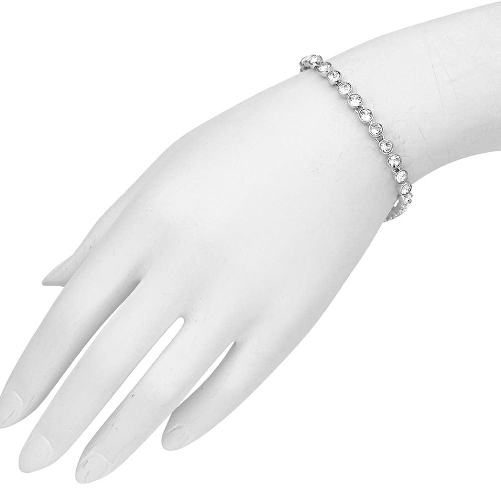 Swarovski 1791305 Tennis Crystal Bracelet, ワンサイズ, Brass Silver