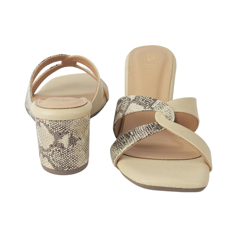 tresmode Snafun Women's Beige Dress Block Heel Sandals in Size 7 UK / 40 EU