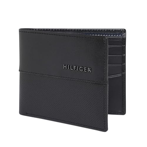 Tommy Hilfiger Men Leather RFID Protected Tuxtla Slimfold Wallet - Black, No. of Card Slot: 8