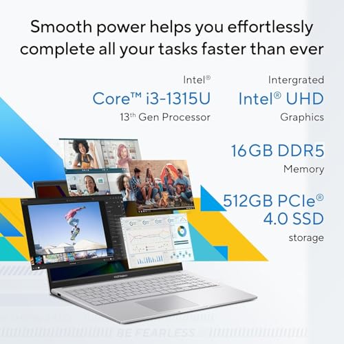 ASUS Vivobook 15 (2026),Intel Core i3-1315U, Intel iGPU, 16GB RAM, 512GB SSD, FHD, 15.6"(39.6 cm),Windows 11 Home,M365 Basic(1 Year)* Office 2024,Cool Silver,1.7 Kg,X1504VA-D5341WS,Thin & Light Laptop
