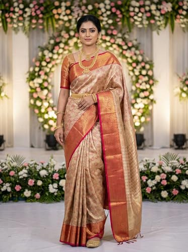 MIMOSA Women’s Maroon Art Silk Saree Woven with Zari Tissue | Kanjivaram Style Saree | Rich Pallu & Tassels | 6.2 Mtrs