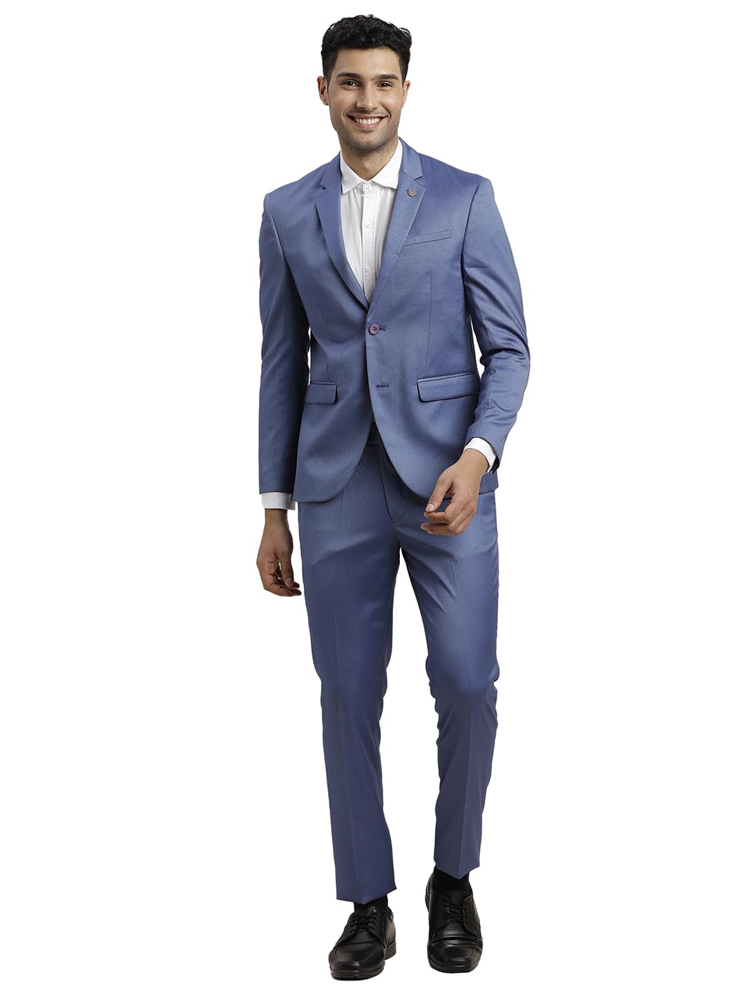 Turtle Men 100% Cotton Dobby Print Full Sleeve Two Piece Light Blue Party Suit