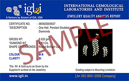 DISHIS 18K Yellow Gold Diamond Pendant for Women