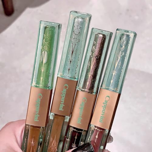 Cappuvini Forest Secret Double Headed Lip Glaze | Water Light Single-Coated Formula | Long Stay Waterproof Lips Care | Longlasting Shades Light Pink Nude Red-Brown | Moisturizing Lip Blam with Glossy High Shine Finish | Cute Floral Packaging for Teen Girl