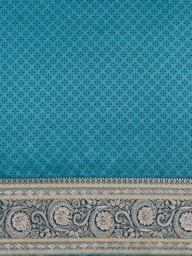MOHEY Women's Art Silk Stone Work & Woven Saree with Blouse Piece (Blue)