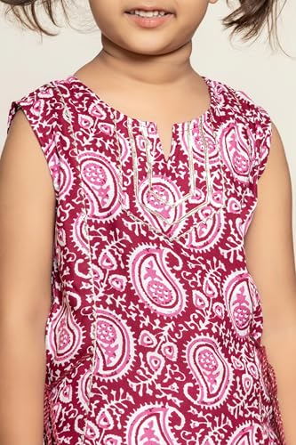 Itemzon Kiara Lavender Kids Sleeveless Trending Sharara Set (9-10 Years, Mehroon)