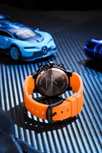 Daniel Hechter Paris Beaubourg Collection Multifunctional Watch for Men with Textured Round Dial and Silicon Strap-DHM1009 (Orange)