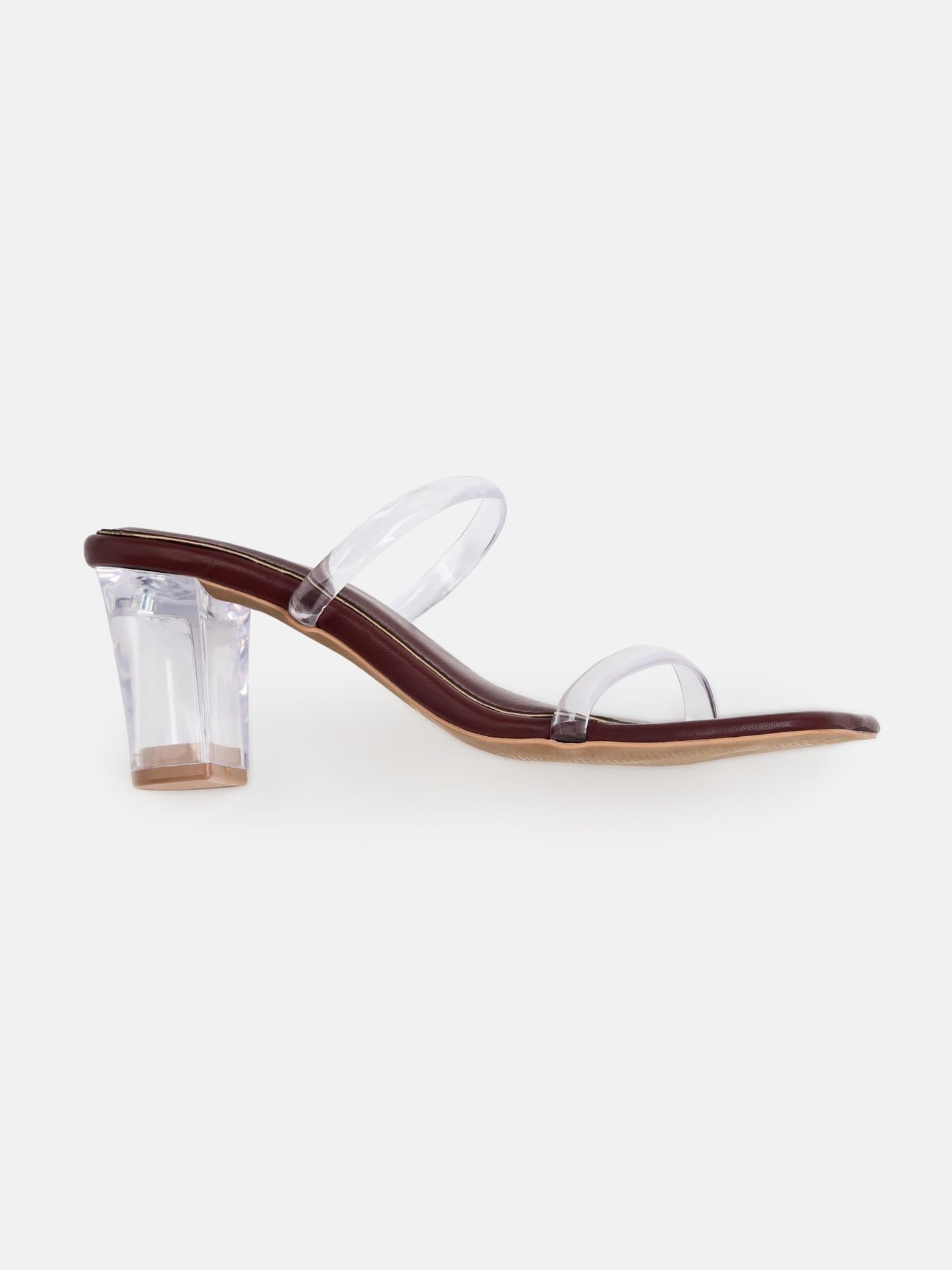 KENNETH COLE Women's Block Heel Sandal | Synthetic | 3-Inch Heel, Square Toe, Clear Straps, Open Back | Cherry, UK8
