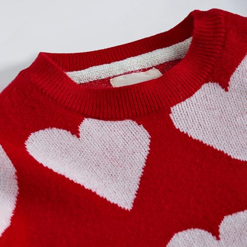 Hopscotch Girls Full Sleeves Red 2-Pc Heart Textured Sweater & Skirt For Age (2-3 Years)