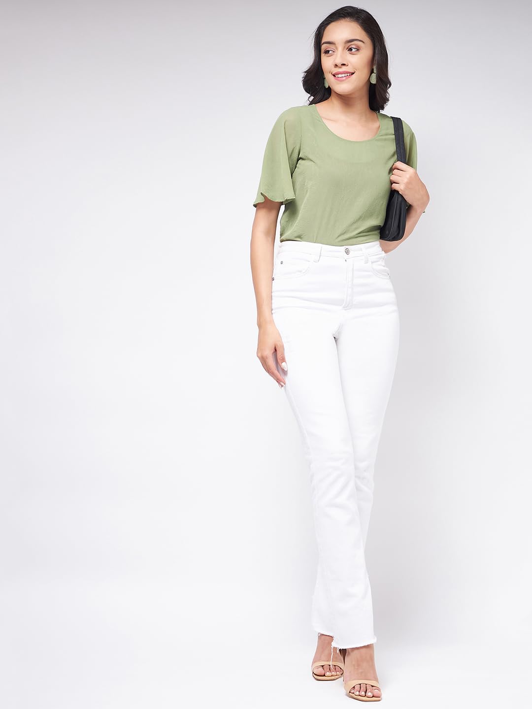 Zima Leto Women's Solid Sheer Top Elegant Lightweight Blouse for Layering Suitable for Party