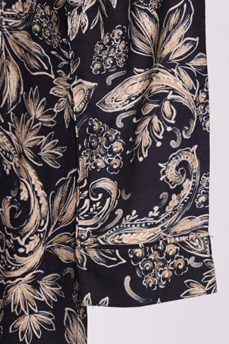 W for Woman Navy Blue Block Paisley Printed Straight Tunic - (W31492-127117-S)