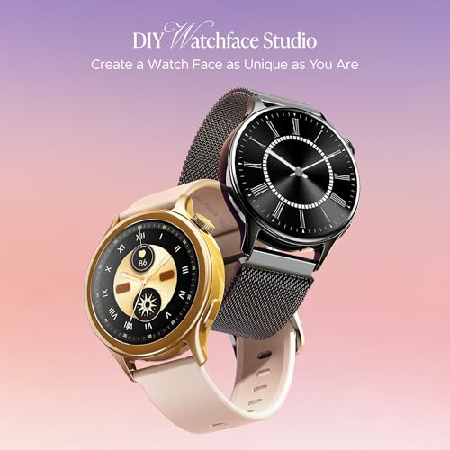 boAt Enigma Daze Women's Luxury Smart Watch w/ 1.3”(3.3cm) AuraVue Display w/ 20% Higher Brightness, Emergency SOS, Female Wellness Tracking, BT Calling, smart Watch for Women Latest (Elegant Black)