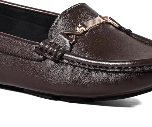 LOUIS STITCH Women’s Brown Premium Slip-On Loafers with Buckle | Elegant Solid Slip-On Comfort Shoes for Casual and Formal Wear | Slip-On Loafer Shoes for Women | LSLD-BLR-HS04-BB | UK-7